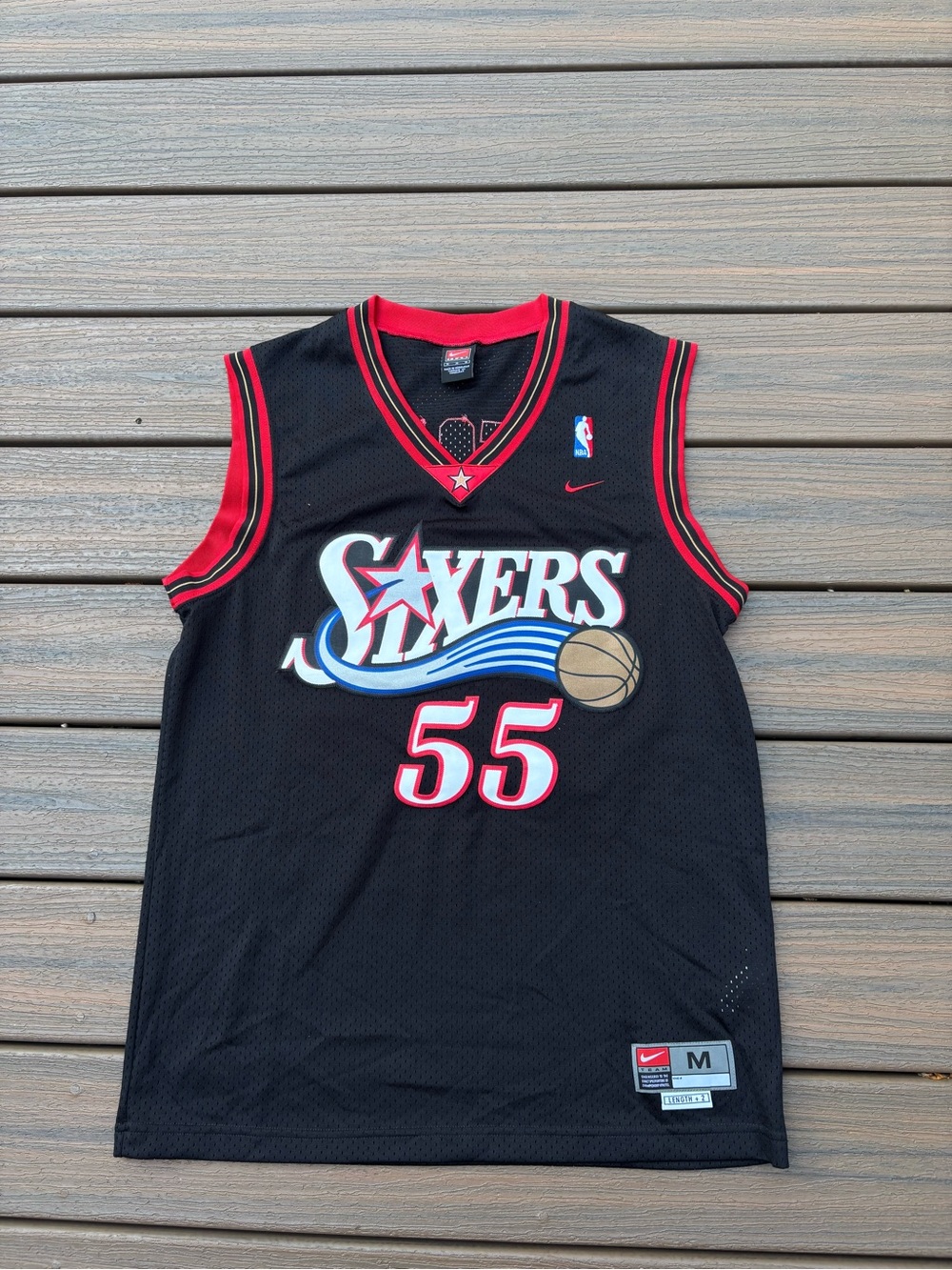 Vintage Philadelphia 76ers Dikembe Mutombo Nike Throwback Jersey Mens M